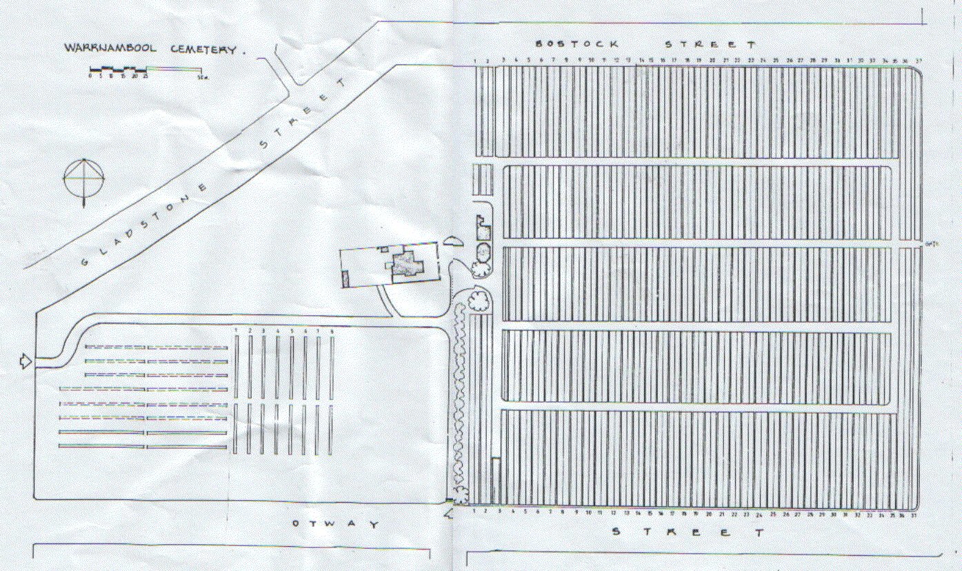 Photo of headstones/Warnambool Cemetery Map
